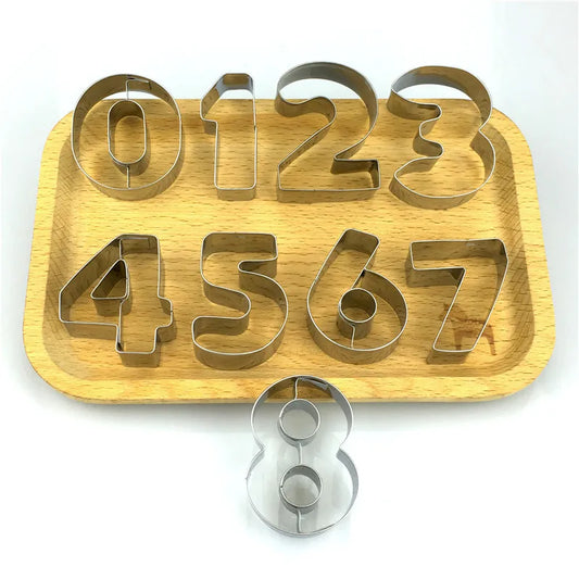 9Pcs 3D Creative Number Shaped Cookie Cutters Set Premium Stainless Steel Biscuit Mold Fondant Cutter Kitchen Baking Tool LES-AMOUREUX-DU-SUCRE