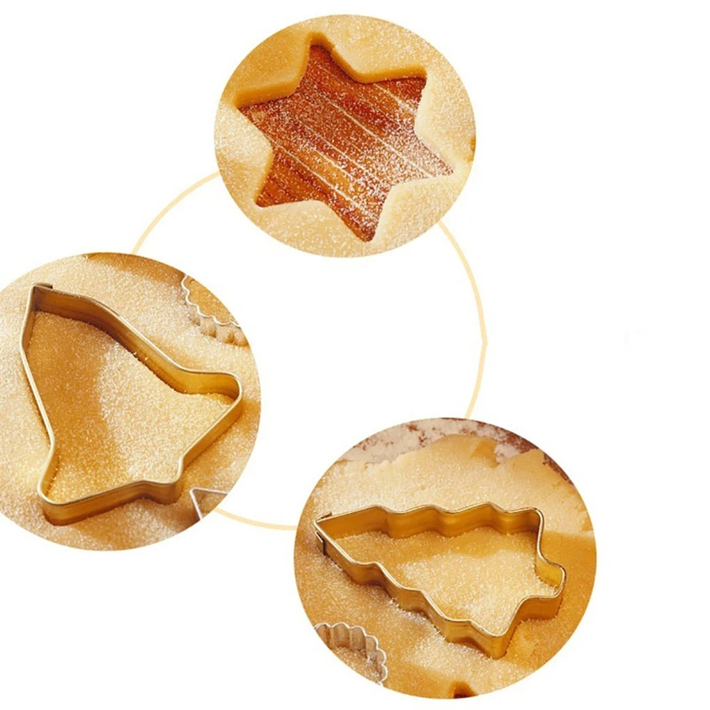 New 10PCS/Set Stainless Steel Christmas Cookie Cutters Xmas Tree Star House Bells Snowflake Baking Cake Biscuit Fondant Mold LES-AMOUREUX-DU-SUCRE