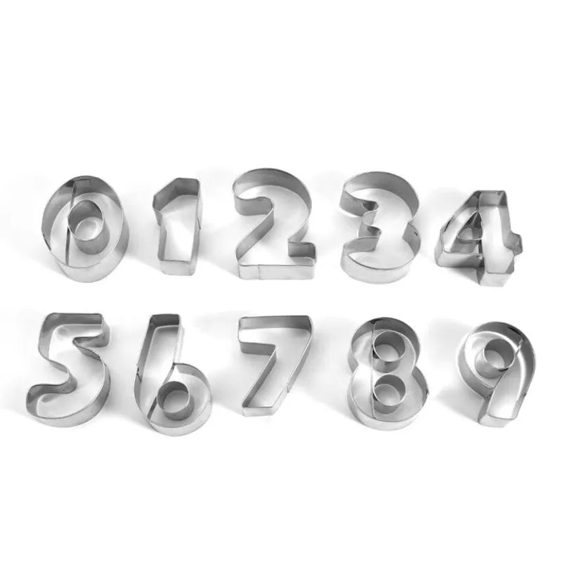 9Pcs 3D Creative Number Shaped Cookie Cutters Set Premium Stainless Steel Biscuit Mold Fondant Cutter Kitchen Baking Tool LES-AMOUREUX-DU-SUCRE
