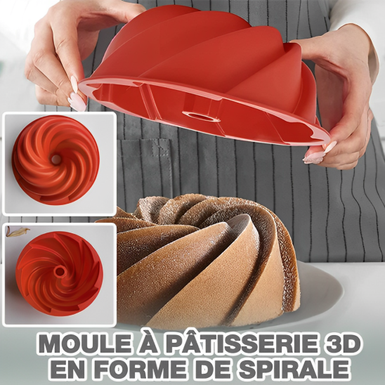 Le moule en silicone â spirale est lĂ©ger et facile Ă  manipuler, ce qui le rend pratique lorsqu'il est rempli d'une prĂ©paration.