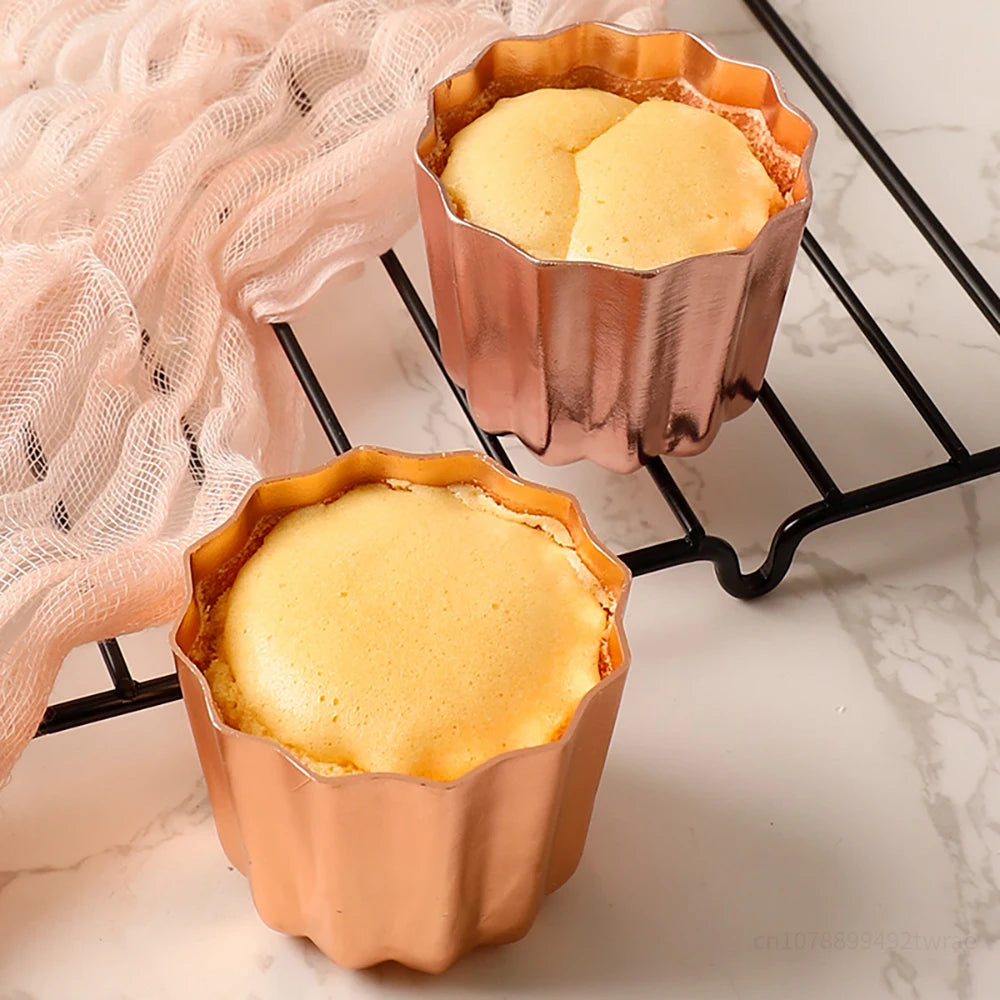 4pcs Canele Mold Cake Pan Non-Stick Canele Muffin Bakeware Cupcake Pan Mini Cupcake Holders Cake Mold DIYCake Muffin Baking Tool LES-AMOUREUX-DU-SUCRE