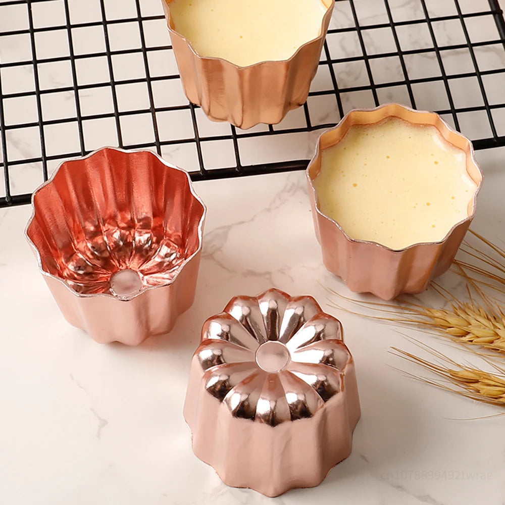 4pcs Canele Mold Cake Pan Non-Stick Canele Muffin Bakeware Cupcake Pan Mini Cupcake Holders Cake Mold DIYCake Muffin Baking Tool LES-AMOUREUX-DU-SUCRE