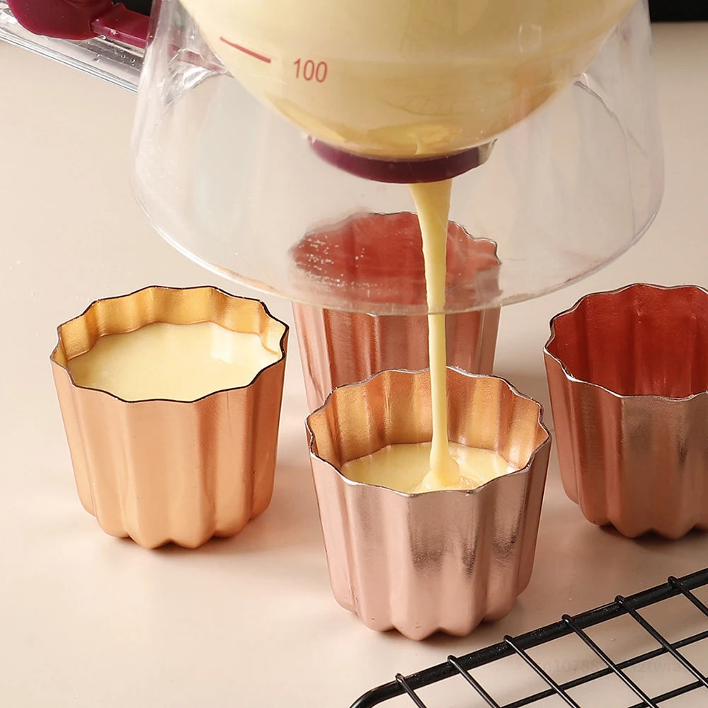 4pcs Canele Mold Cake Pan Non-Stick Canele Muffin Bakeware Cupcake Pan Mini Cupcake Holders Cake Mold DIYCake Muffin Baking Tool LES-AMOUREUX-DU-SUCRE