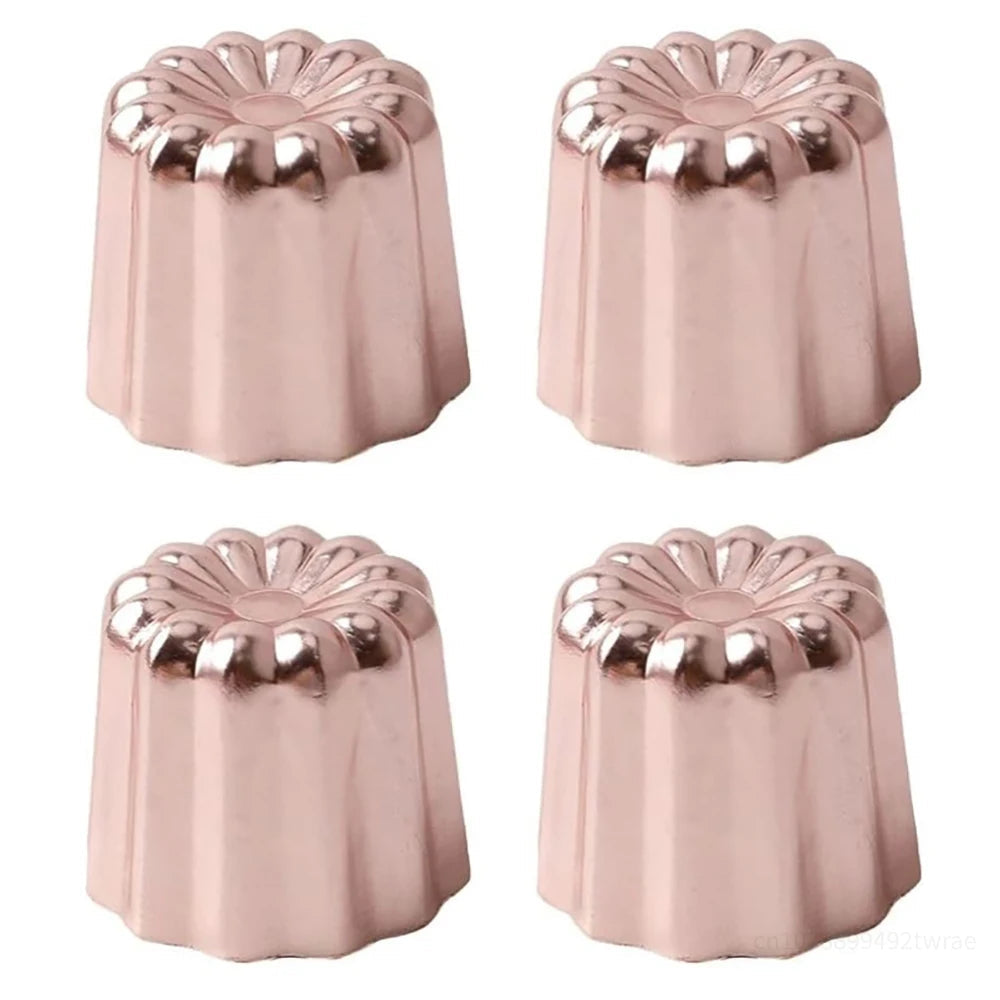 4pcs Canele Mold Cake Pan Non-Stick Canele Muffin Bakeware Cupcake Pan Mini Cupcake Holders Cake Mold DIYCake Muffin Baking Tool LES-AMOUREUX-DU-SUCRE