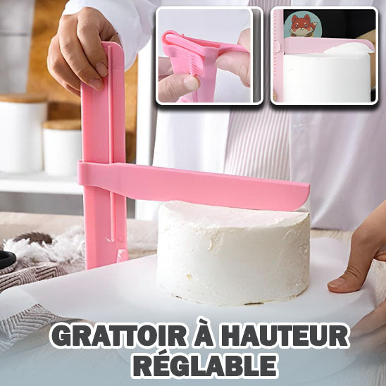 Ajuster la hauteur de votre grattoir à gâteau réglable souhaitée et faites glisser doucement l'outil sur toute la surface du gâteau.