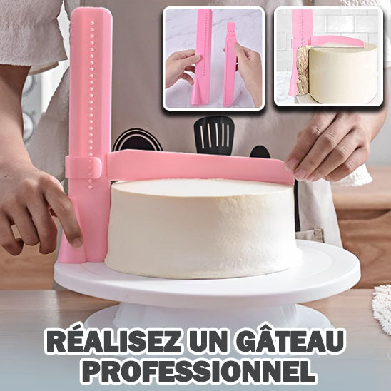 Le grattoir à gâteau réglable est simple à utiliser et offre une grande précision pour réaliser des gâteaux professionnel.