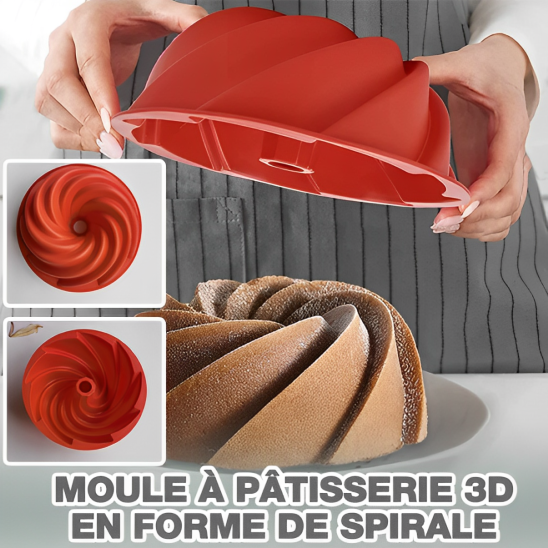 Le moule en silicone – spirale est léger et facile à manipuler, ce qui le rend pratique lorsqu'il est rempli d'une préparation.